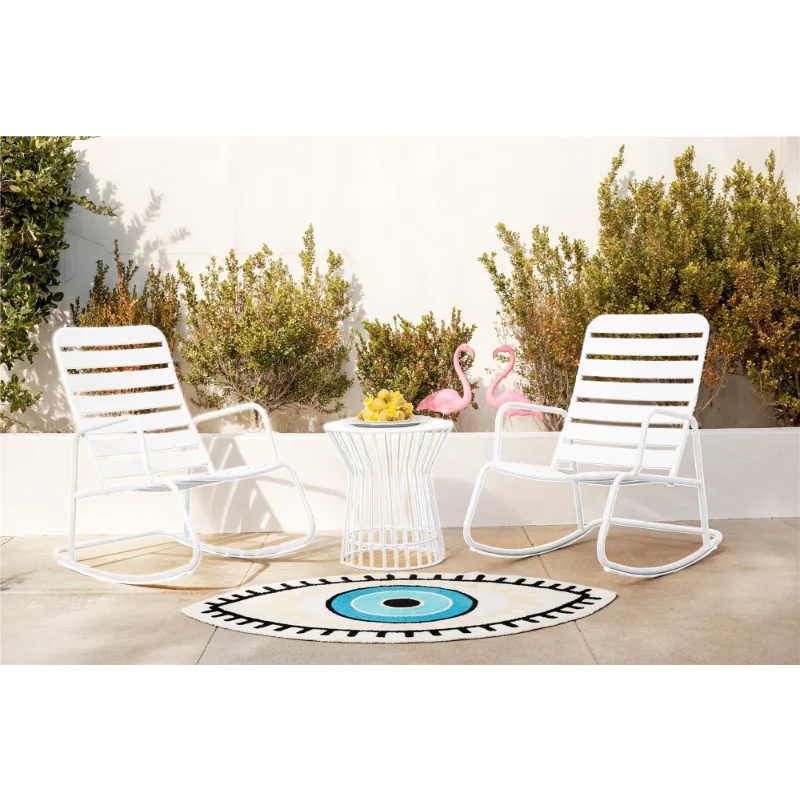 

Novogratz Poolside Gossip Collection, Roberta Outdoor/Indoor Rocker Set, 3 Piece, White