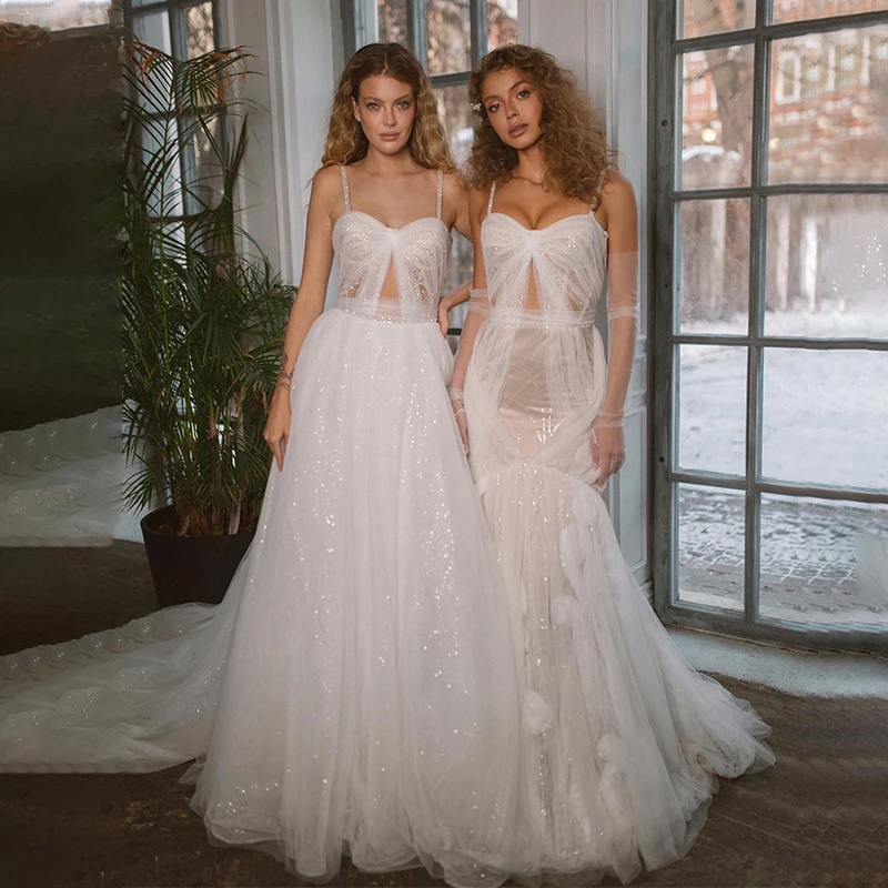 

Классические свадебные платья с милой горловиной и юбкой-годе на тонких бретельках женское свадебное платье Robe de Mariee