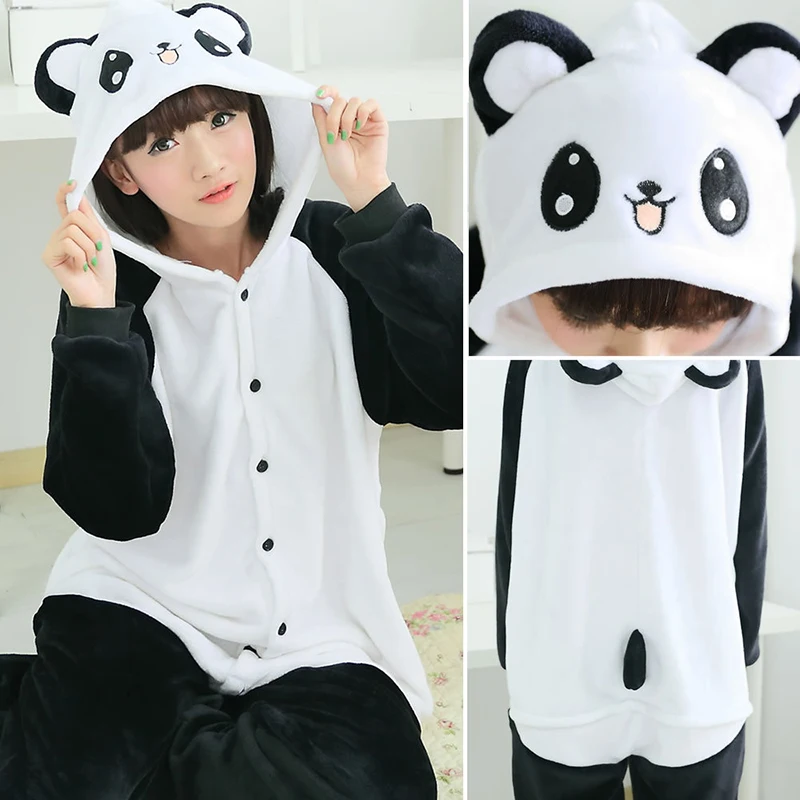 Winter Adults Animal Panda Tiger Onesies Women Men Kids Long Sleeve Pajamas Pig Totoro Cartoon Costume Christmas Hooded Jumpsuit