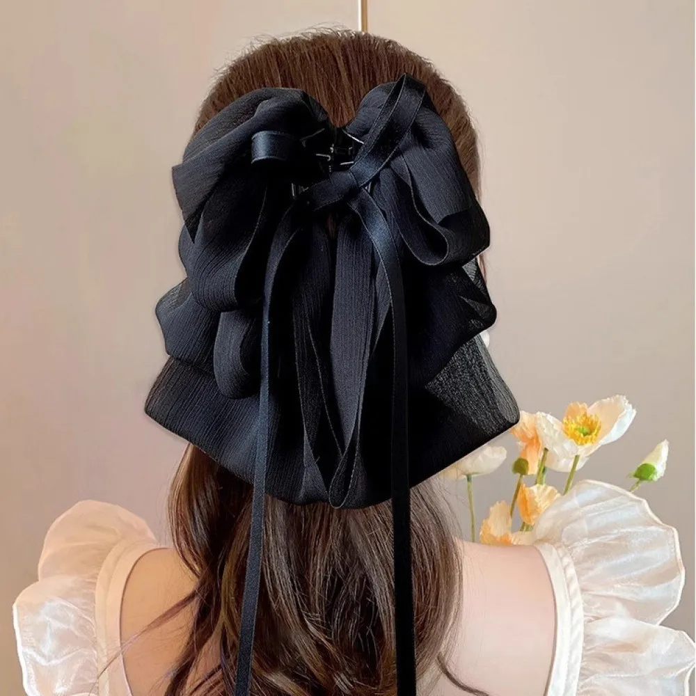 Фото Модная заколка для волос с большим бантом, трендовые заколки с бантом, заколка, повязка на голову для женщин и девочек, корейские трендовые аксессуары для волос, ювелирные изделия в стиле Лолиты №1