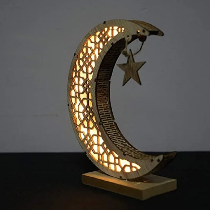 

Ramadan Decoration Festival Wooden Moon Star Bedroom Decoration Table Lamp Ramadan 2022 Ramadan Party Light Night Lamp