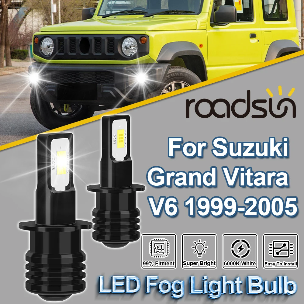Фото ROADSUN 2 шт. H3 для Suzuki Grand Vitara V6 1999-2005 Canbus, светодиодные противотуманные фары, лампы-ампулы №1