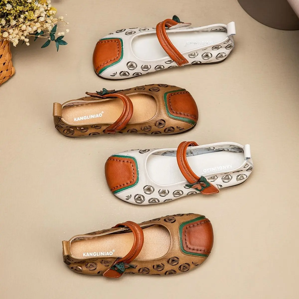 Precision stitching Ballet Flats Design Round Head Wide Feet Women's  Woman moccasin Loafers Mom Flats Ladies Vintage Flat Shoes