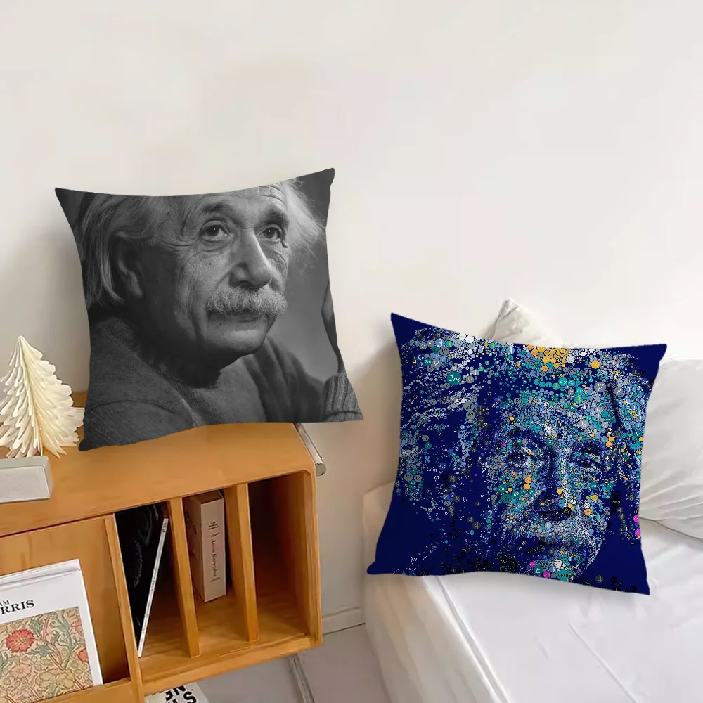 Art Albert E-Einstein M-Math Pillow Case Square Cushion Room Bedroom Headboard Sofa Living Backrest Car Accessories Nap Time