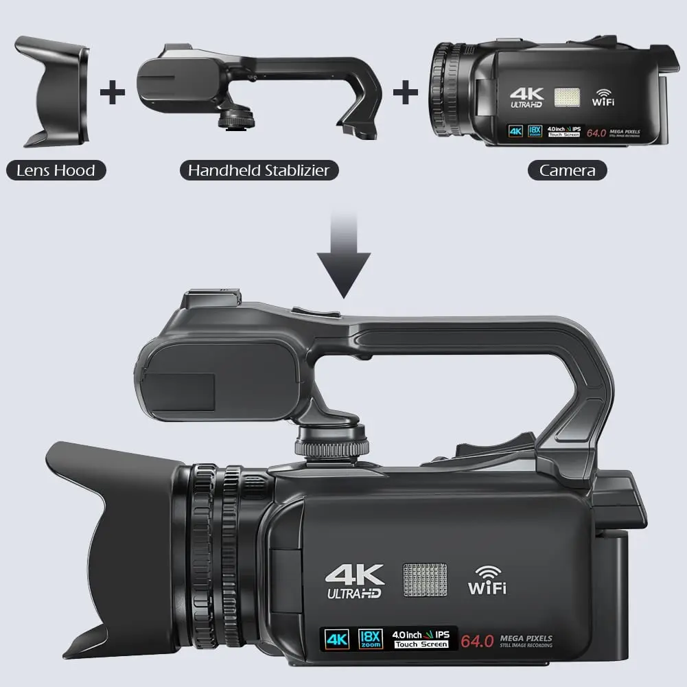 Tanie 18-krotny Zoom 4K Profesjonalny Aparat Cyfrowy Do Fotografii Youtube Livecast Streaming Kamera Wifi Kamera Internetowa 64MP Wideorejestrator