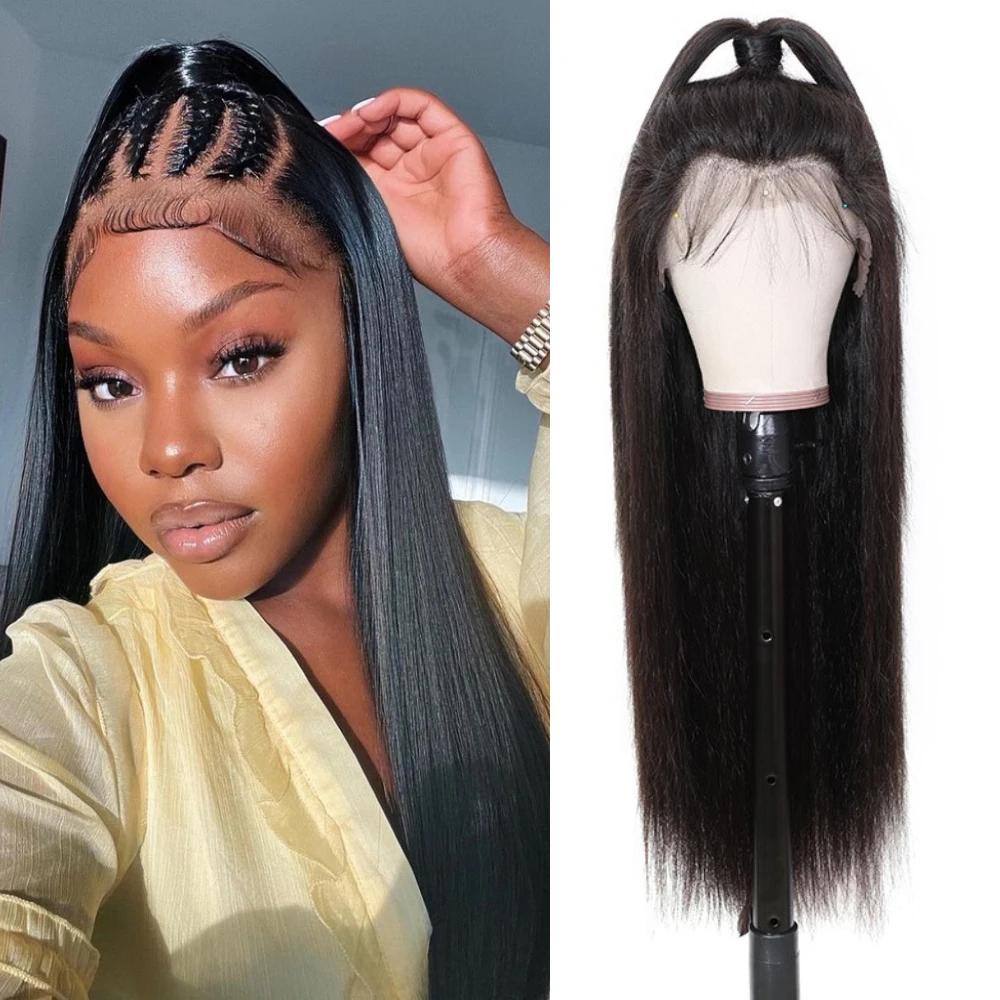 

Lace Frontal Wig Human Hair Straight 13x4 Transparent Lace Pre Plucked With Baby Hair 30 32 34 36 Inches Long Hair 180% On Sale