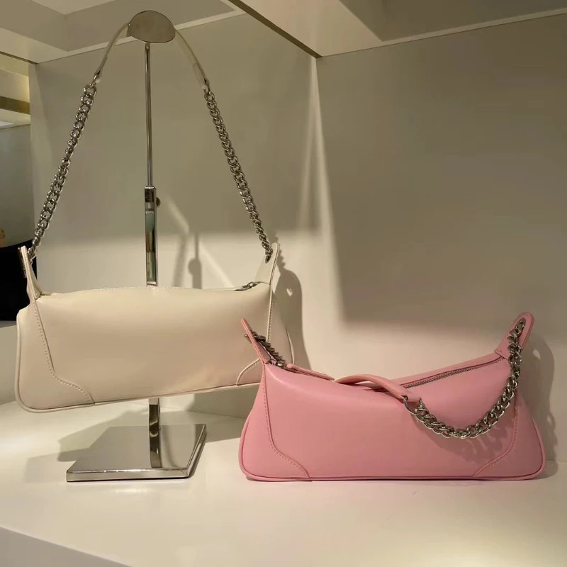 Fashion Underarm One Shoulder Bag Luxury Designer Handbag High Quality Genuine Leather Chain Dumpling Bag Women's Brand Bag Pink