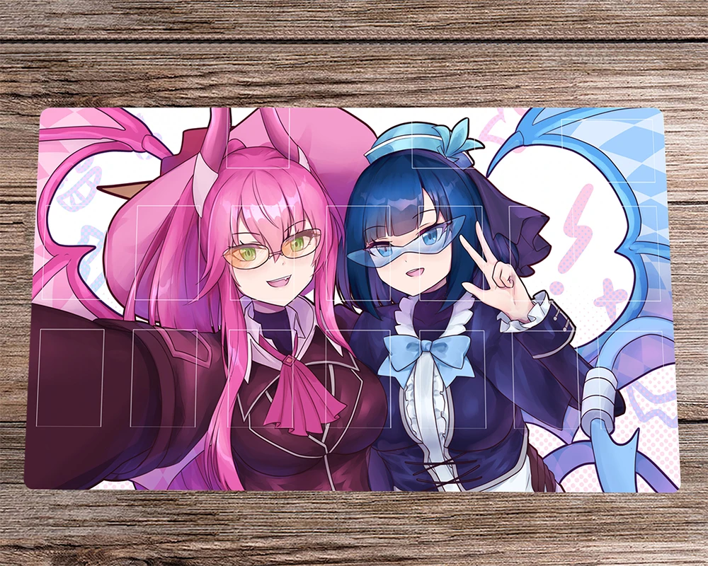 

YuGiOh Playmat Evil Twins TCG CCG Mat Trading Card Game Mat OCG Board Game Playmat Rubber Desk Pad Anime Mouse Pad & Bag 60x35cm