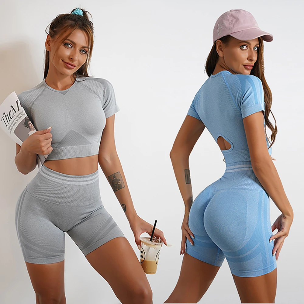 

Gym Set Women Sports Suit Tight High Waist Trousers Butt Lift Autumn And Winter Fitness Running Shockproof Yoga Workout Clothes