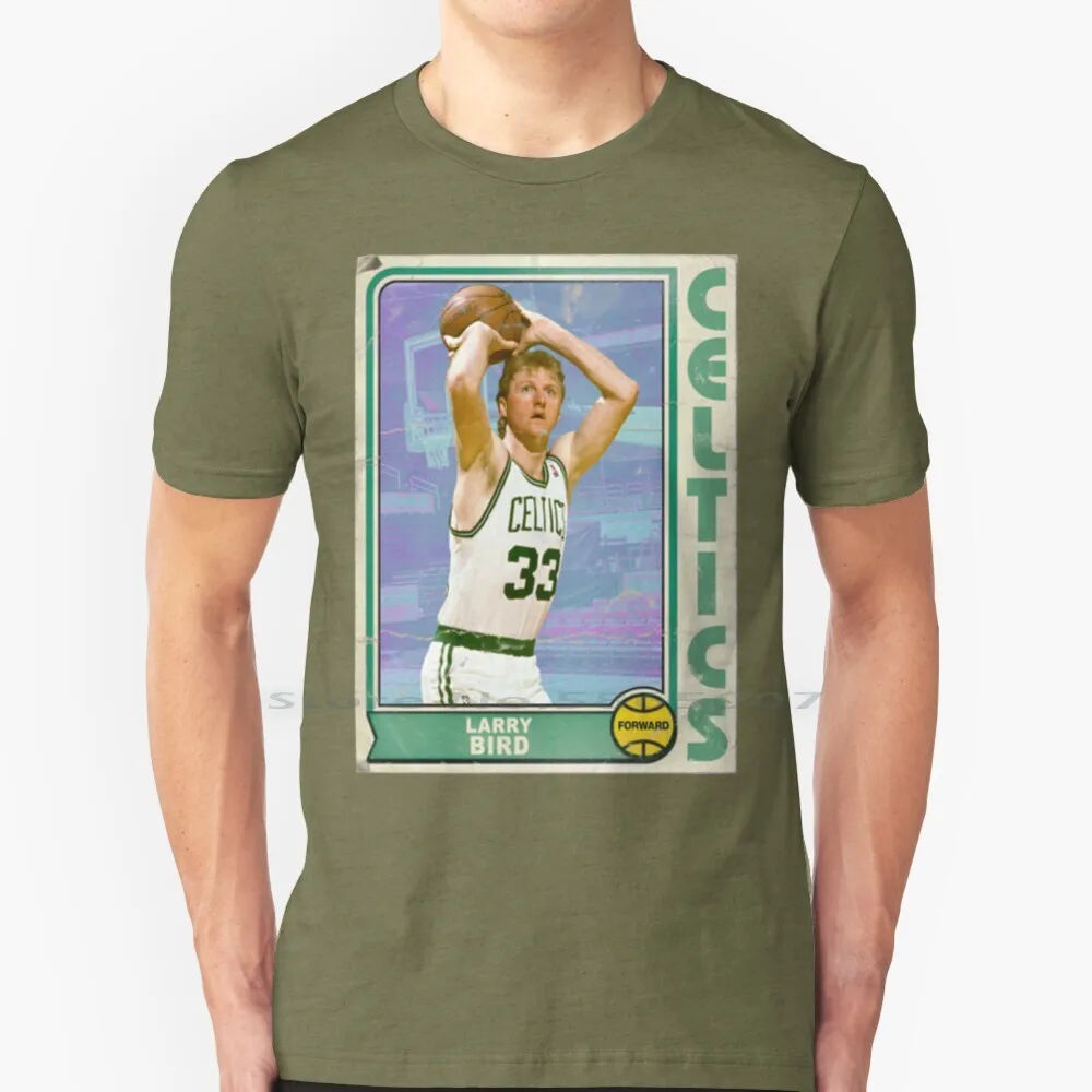 Retro Larry Bird Trading Card T Shirt 100% cotone Larry Bird Retro Basketball Larry Legend Big Size 6xl Tee Gift Fashion