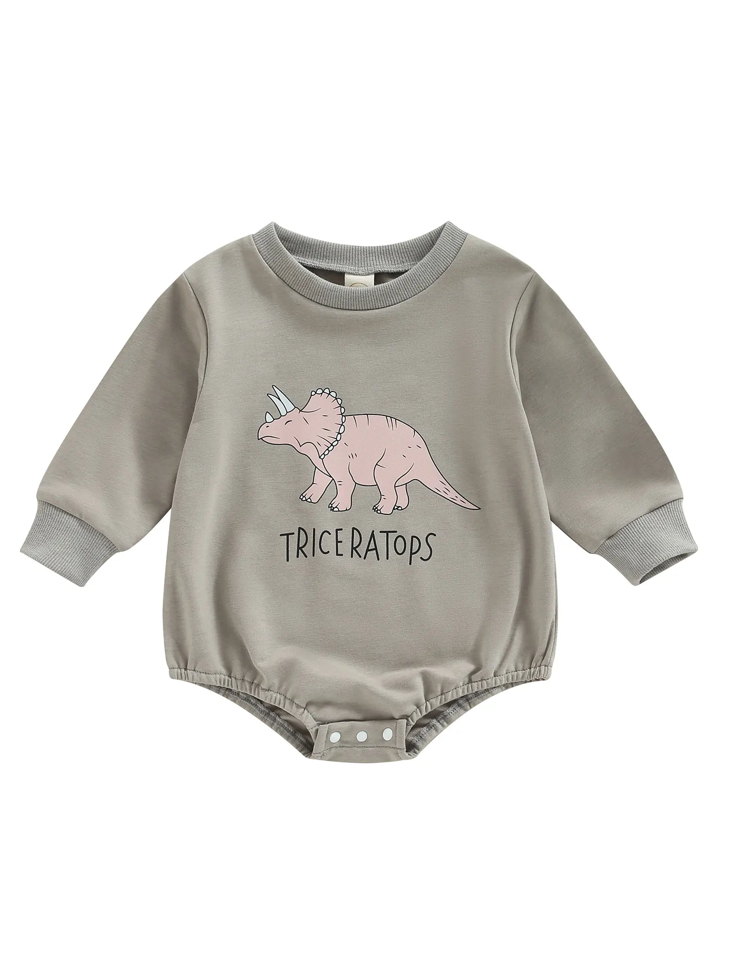 

Baby Boys Girls Spring Romper Long Sleeve Dinosaur Letter Print Bodysuit