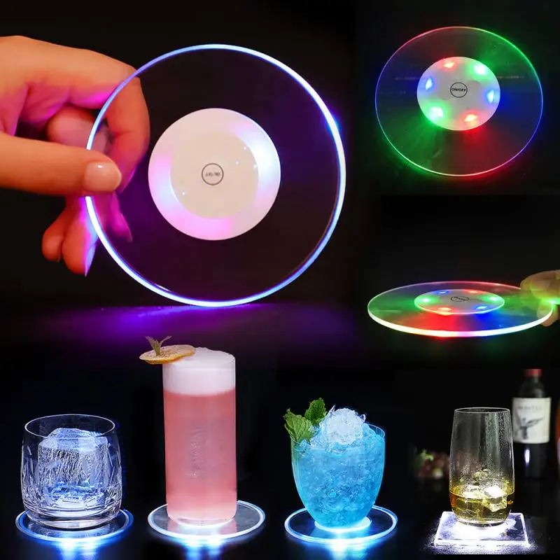 

Wonderlife Acrylic Crystal Ultra-Thin Led Light Coaster Bar Cocktail Flash Base
