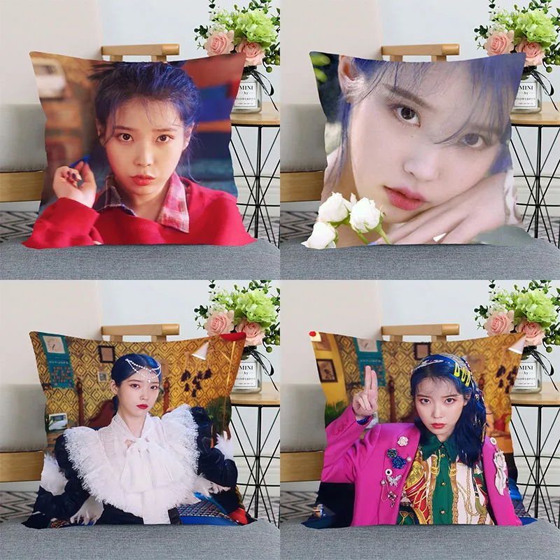 

Kpop Iu наволочка для спальни домашние декоративные красивые квадратные женские чехлы атласная мягкая ткань 45x45 см