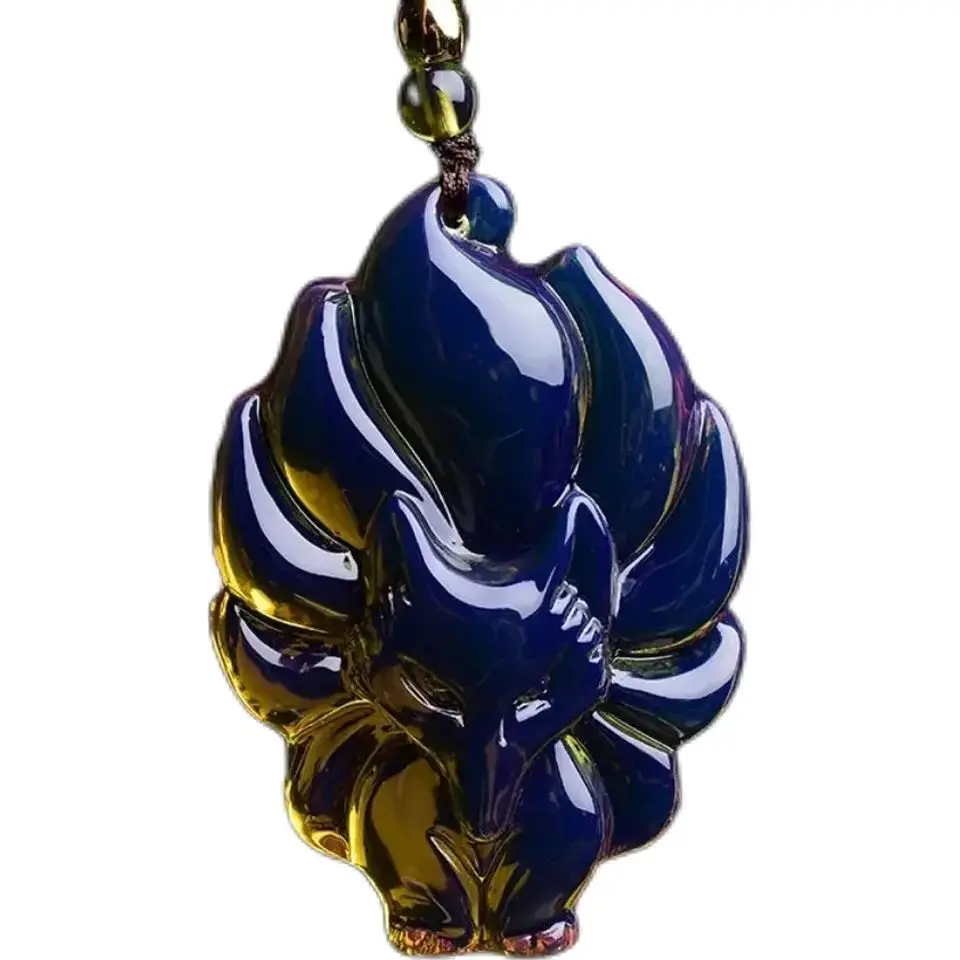 Подвеска в виде голубого янтаря с полированными бусинами для очистки воды