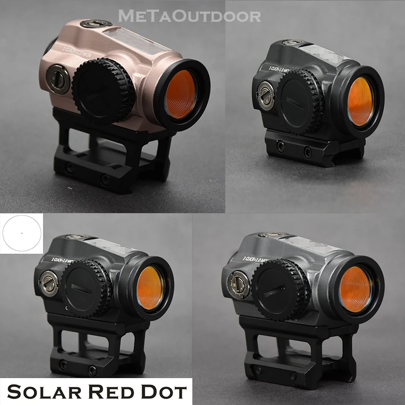 

Solar Powered Tactical Reflex 1x Red Dot Sight Rifle Scope Picatinny Weaver Rail Mount Base 1MOA For Hunting Airsoft Accessories