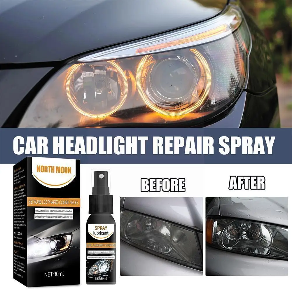 

Headlight Repair Spray 30ml Liquid Renewal Polish Maintenance Sandpaper Kit With Remover Car Scratch Clean Light Towel Agen S9U8