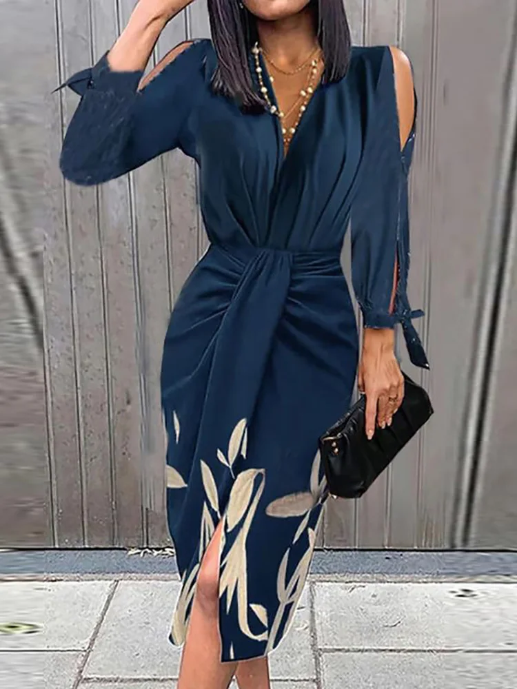 

Элегантное женское облегающее платье с цветочным принтом, женское весеннее пикантное облегающее вечернее платье с V-образным вырезом, винт...