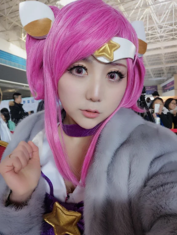 Розовый парик для косплея Lady of Luminosity Lux Star Guardian с хвостиками