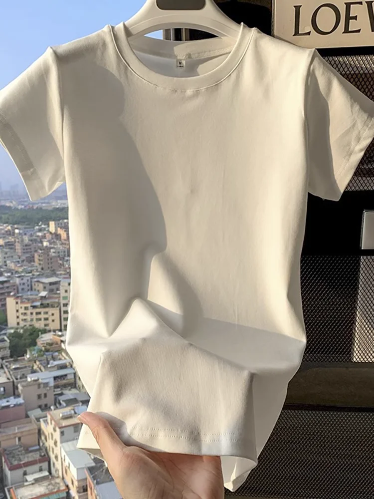 Женская хлопковая футболка с коротким рукавом Летние повседневные