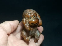 1919 chinese boxwood hand carved lovely monkey figure statue table deco decoration collection gift