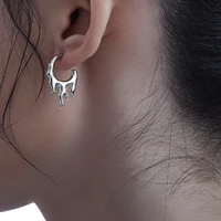 gsold creative silver color flame fire earrings cute water drop geometric circle goth unisex jewelry accessories gifts 2022