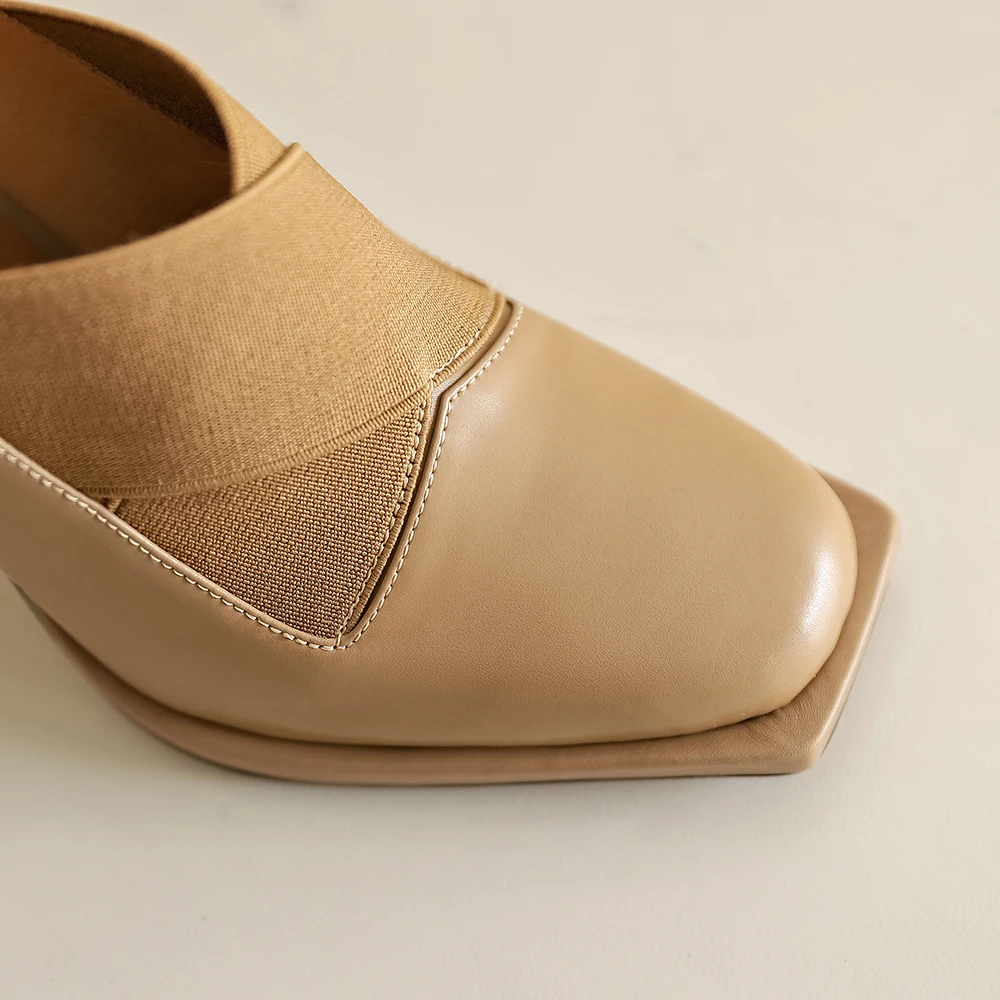 Cialisa Fashion Pumps For Lady 2023 Spring New Apricot Square Toe Genuine Leather Footwear Elegant Super High Heel Women's Shoes