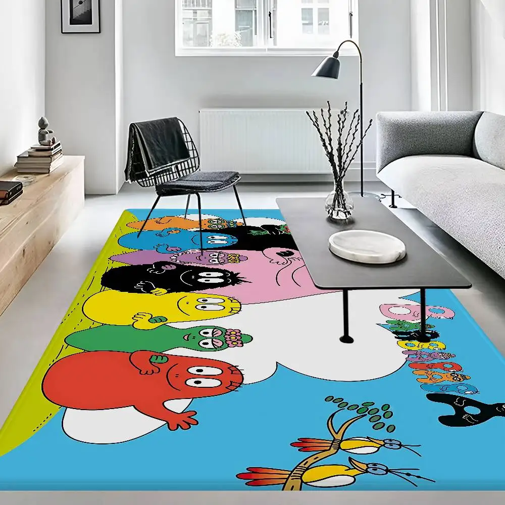 Фото Милый мультяшный коврик Les Barbapapa для прихожей, моющийся, нескользящий, для гостиной, под диван, для кухни, придверный коврик, напольный коврик №3