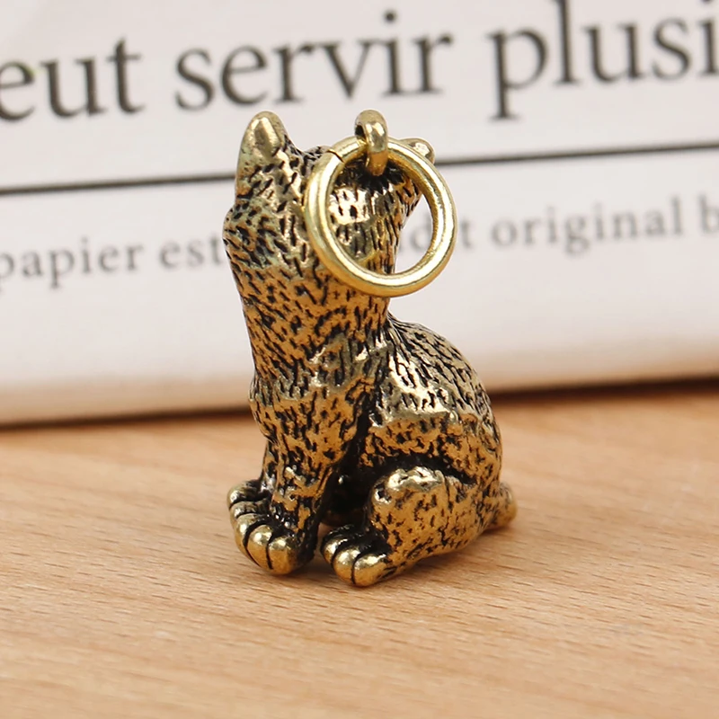 Винтажная Статуэтка из чистой меди в виде кошки и кролика