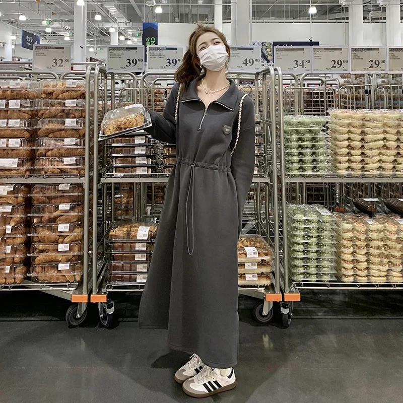 Новинка 2024 женское осеннее платье-свитшот с длинным рукавом и капюшоном