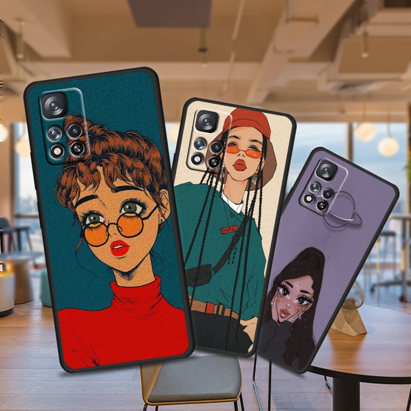 

Sexy hot girl For Xiaomi Redmi Note 11 10T 5G 9T 9S 8T 7 6 Pro Max Plus 5A 4 Soft Black Phone Coque Fundas