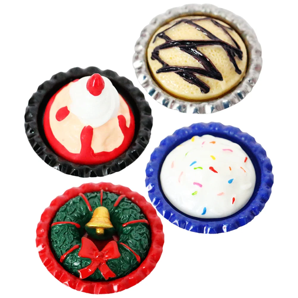 

4 Pcs Mini Toy Artificial Cake Prop Pretend Cake Toy Miniature Cake Mini Cake Food Kids Toys Mini Kitchen Food Mini House Cake
