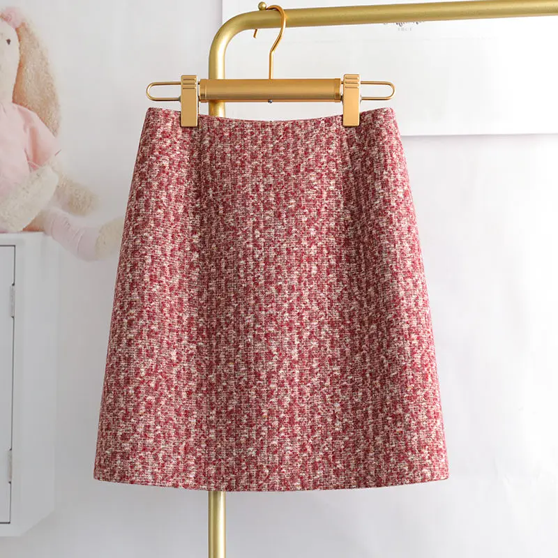 

Mini Skirts for Women 2023 New Autumn Winter Fashion High Waist Elegant Korean Ladies Casual Plaid Bag Hip Skirt Tops F70