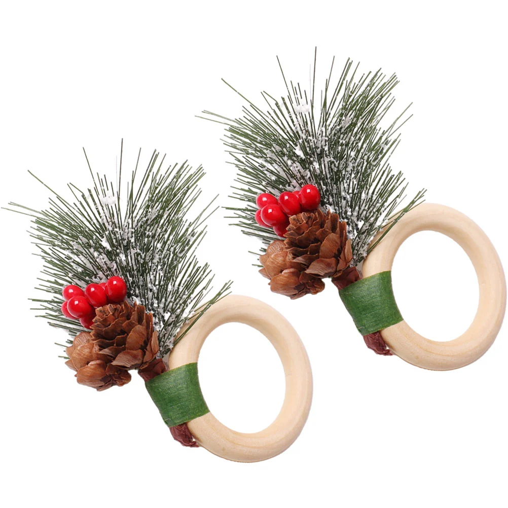 

Napkin Rings Christmas Ring Holder Xmas Pine Cone Wreath Buckle Berry Serviettedinner Table Holders Buckles Circle Wedding Decor