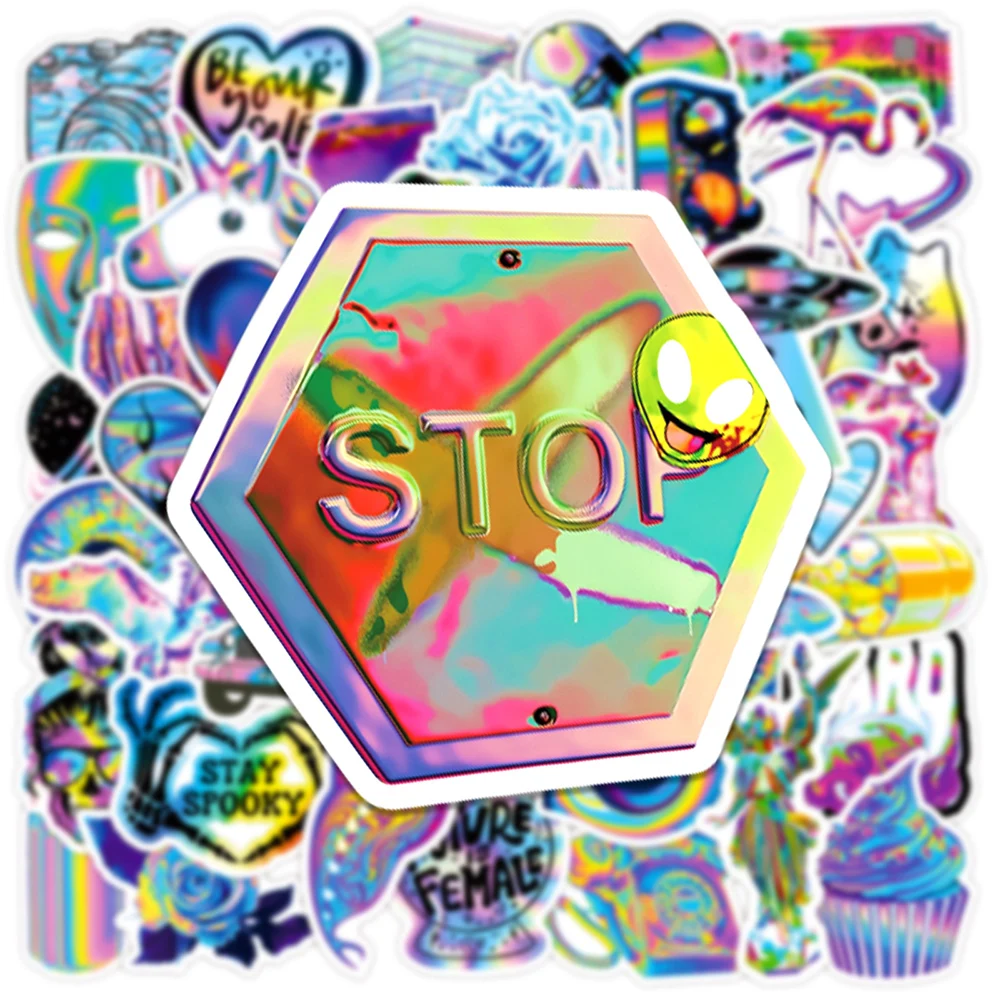 10/30/50/100 шт. Мультяшные голографические лазерные красочные наклейки Эстетические