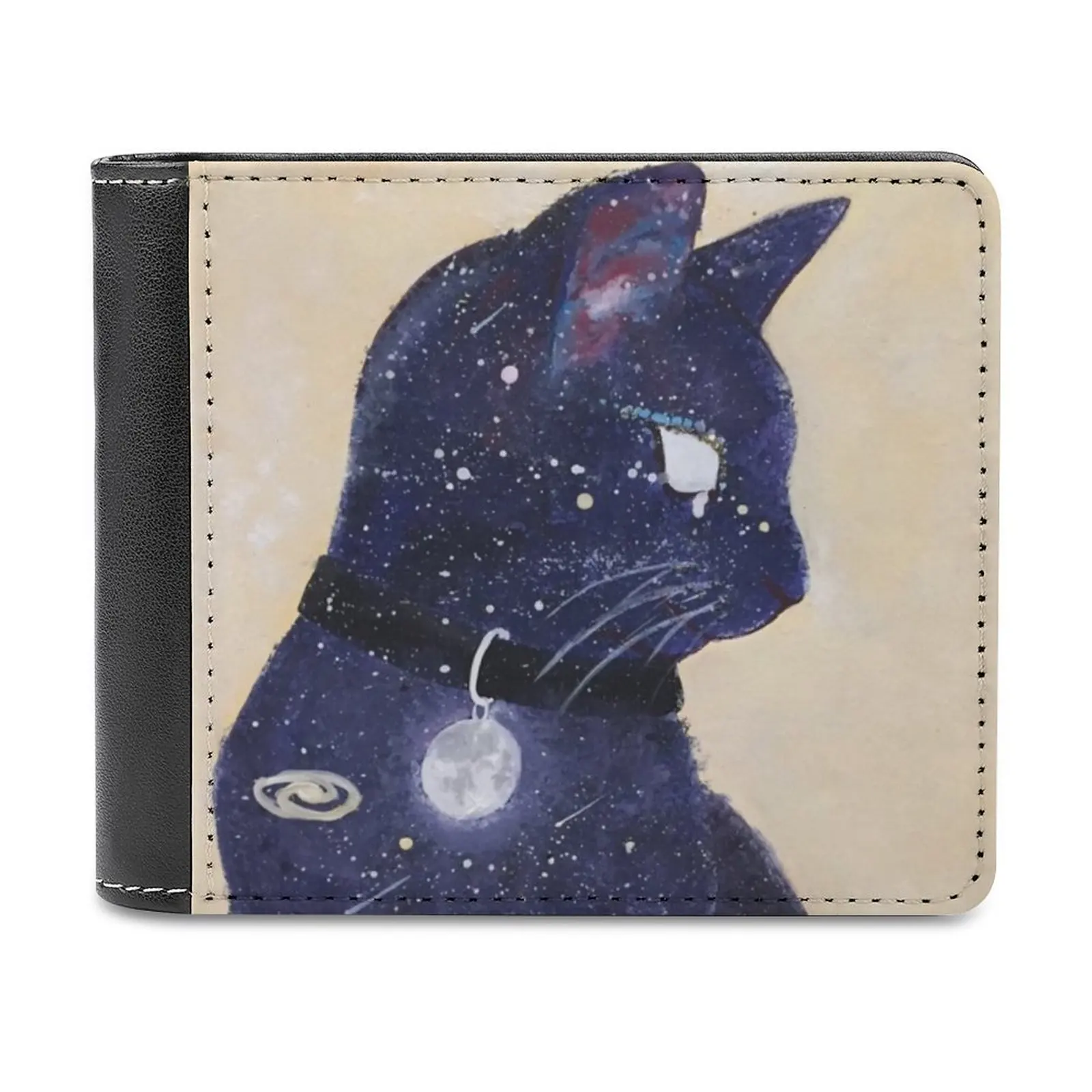 

Кошелек Catstronomy мужской кожаный, тонкий бумажник с кредитницей и кармашком для денег, астрономическая сумка с кошками, кошками, звездами, Гал...