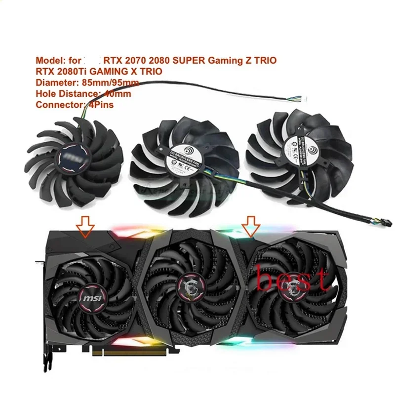 Новые компьютерные вентиляторы VGA GPU вентилятор для видеокарты охладитель MSI RTX 2080