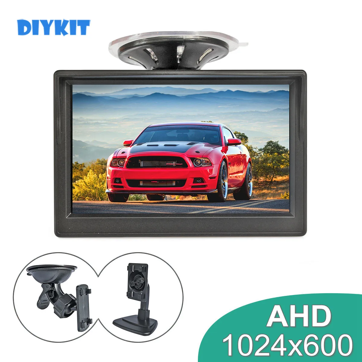 

DIYKIT 5-дюймовый AHD автомобильный монитор заднего вида внутри парковочного резервного HD-монитора с кронштейном на присоске для MPV SUV Horse Trury