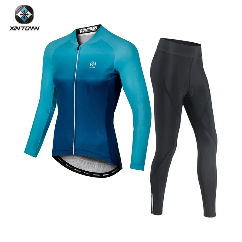 Велосипедный костюм Xingheng с длинным рукавом Осенний бархатный утепленный простой