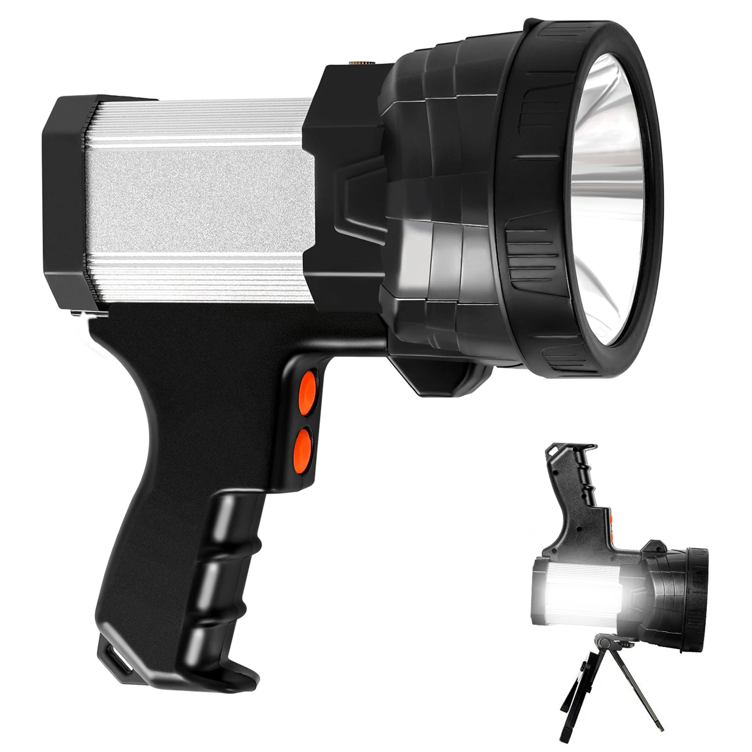 Перезаряжаемый фонарик, мощный прожектор, прожектор, 120000 люмен, супер яркий, водонепроницаемый, большой радиус действия, портативная лампа светодиодный для кемпинга Перезаряжаемый фонарик, мощный прожектор, прожектор, 120000 люмен, супер яркий, водонепроницаемый, большой радиус действия, портативная лампа светодиодный для кемпинга