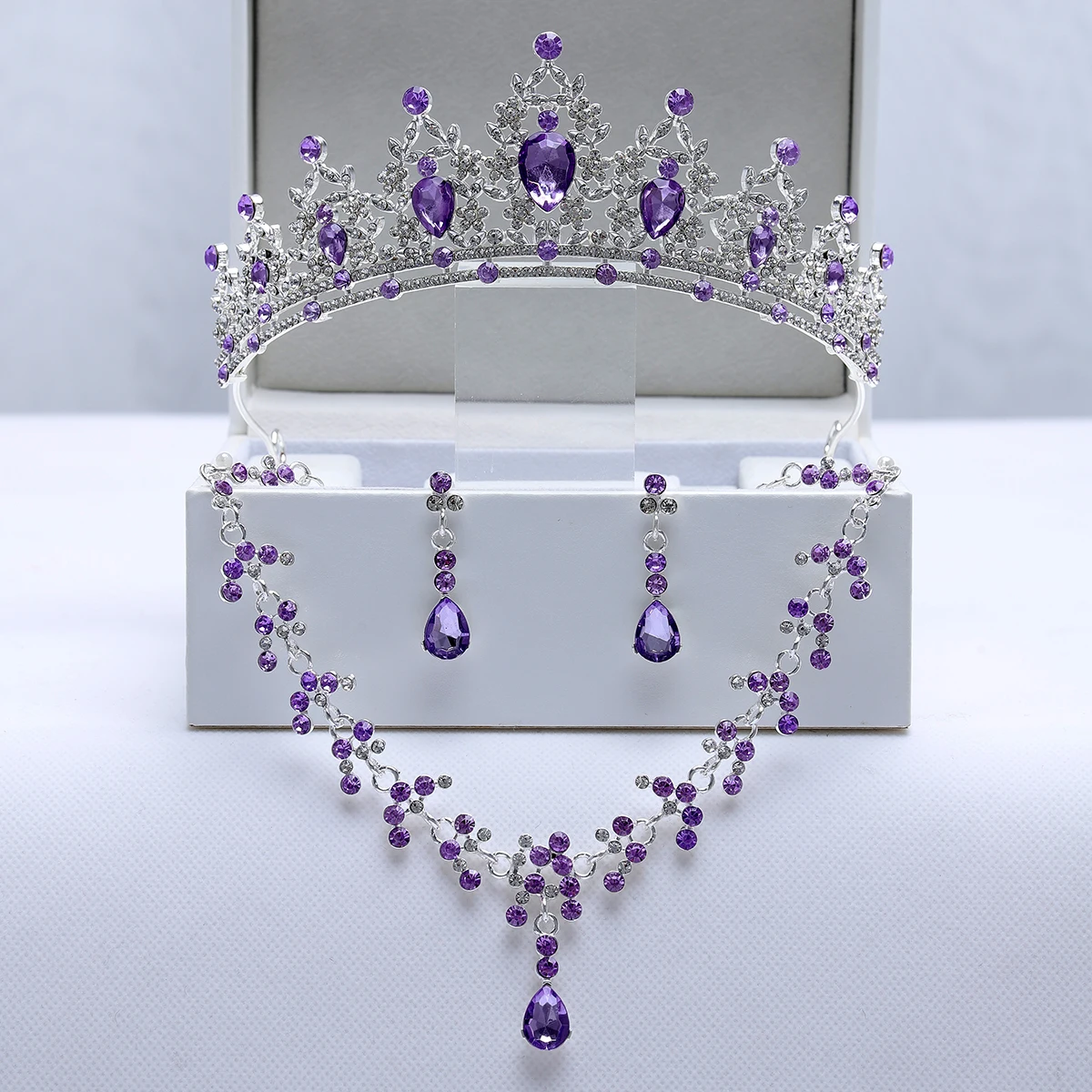 Itacazzo Модный свадебный набор ювелирных изделий-фиолетовая Корона/ожерелье