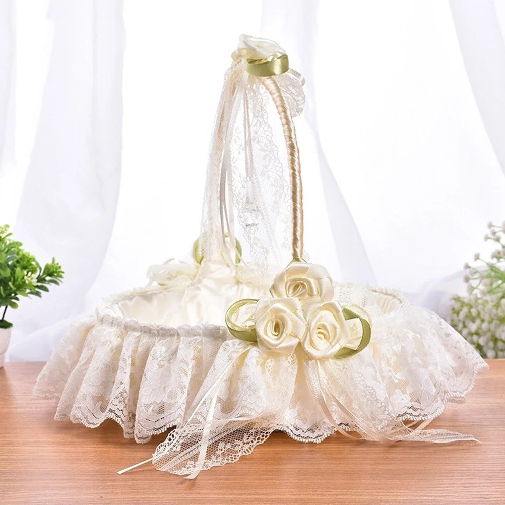 

Бамбуковая корзина для цветов Baskert Свадебные тканые корзины кружевные свадебные цветы невесты портативные