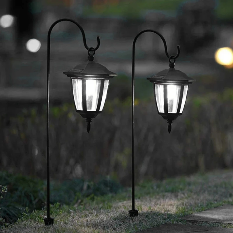 

2Pcs Outdoor Shepherd Hooks Garden Flowerpot Stand Courtyard Hanging Hook Retro Street Lamp Hook Garden Lawn Pile