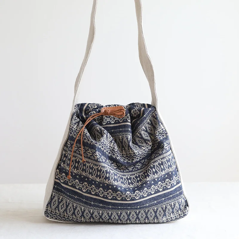 

Lady Natural Cotton Linen Ecology Fabric Hobo Handbag Female Quality Soft Daily Bohemian Boho Gypsy Hippie Sling Shoulder Bag