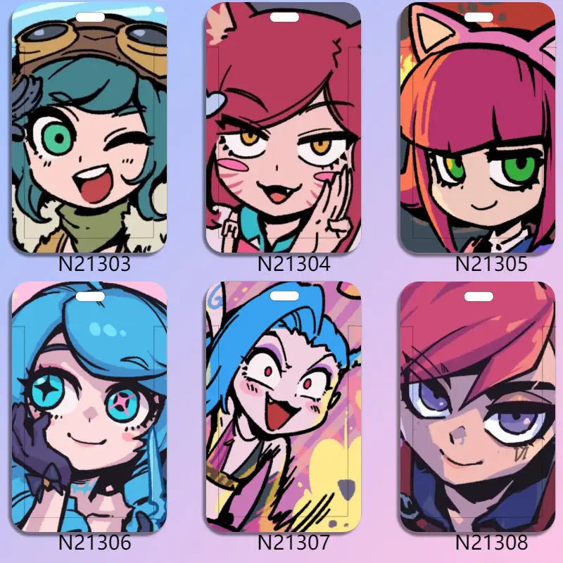

LOL Game Card Cover Anime KeyChain Yuumi Jinx Ahri Kaisa Men Key Chain for Women Print Key Ring Acrylic Car Keyring Pendant Gift