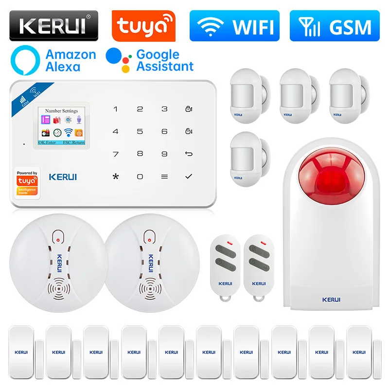 KERUI W181 Alarm System Kit Support Alexa WIFI GSM Alarm for Home Tuya Smart Motion Sensor Door Sensor 120db Siren