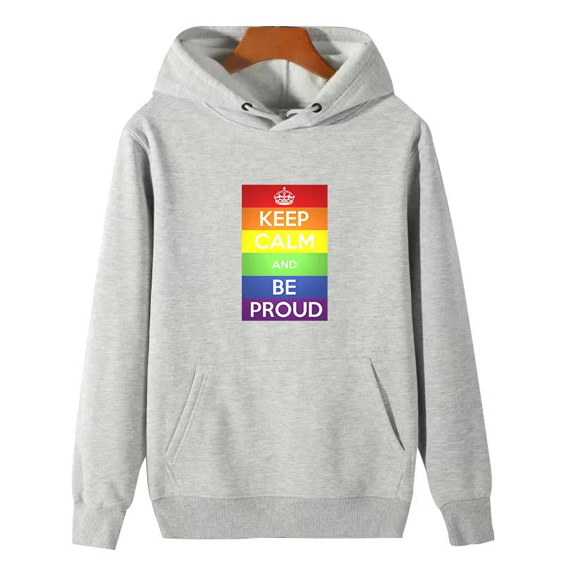 Keep Calm and Be Proud Gay Pride graphic Hooded sweatshirts essentials fleece hoodie winter thick sweater hoodie Men's clothing