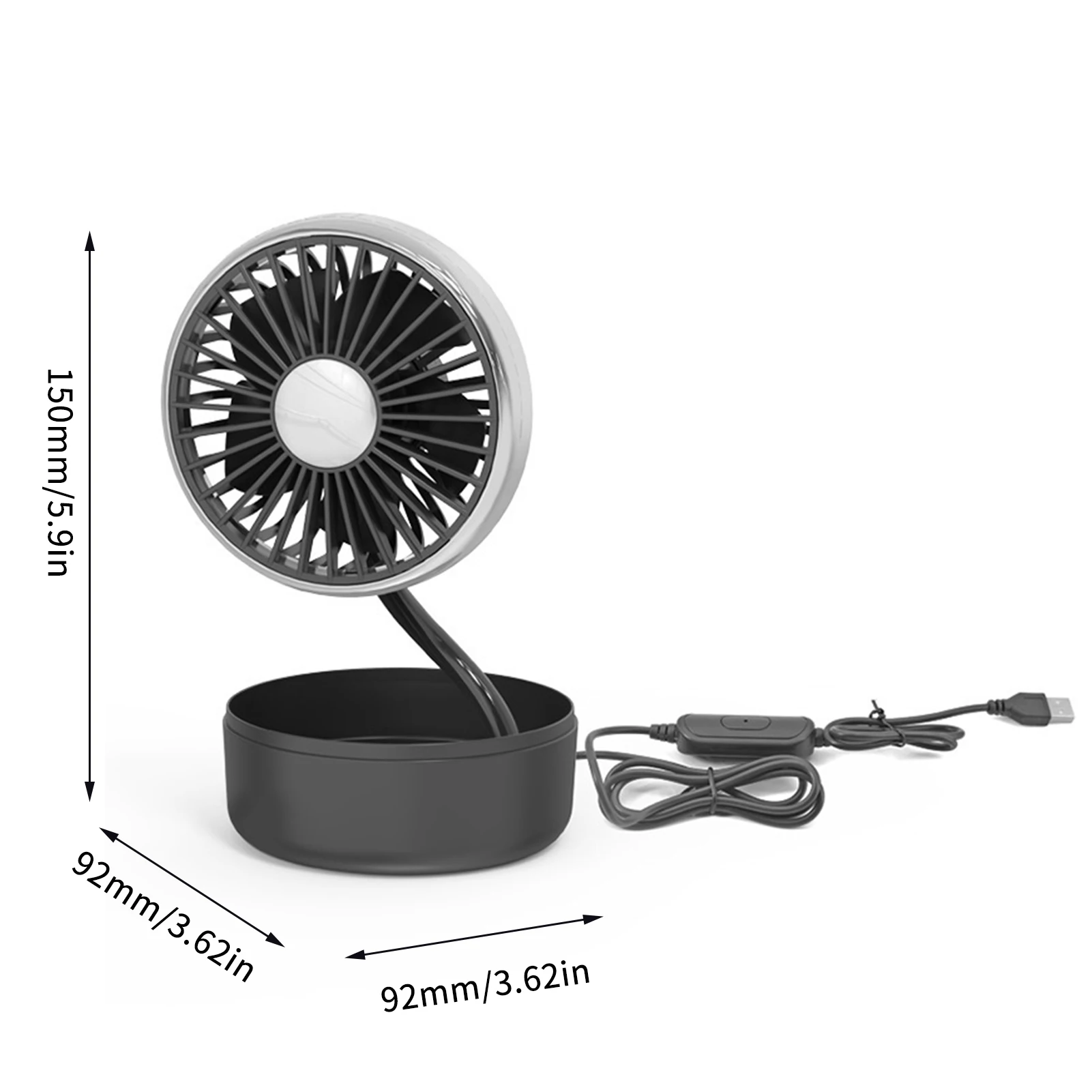 Car Fan USB USB Fan For Car Strong Wind Portable Electric Vehicle Fan With 360 Degree Adjustable Head Low Noise Automobile images - 6