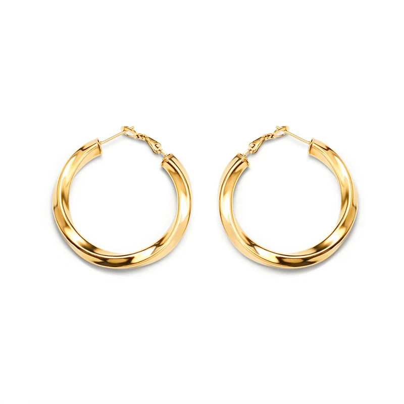 

30mm Bold Twisted Hoop Earrings For Women Minimalist Stainless Steel Huggie Cool Girls Ear Jewelry Trendy Style Earring