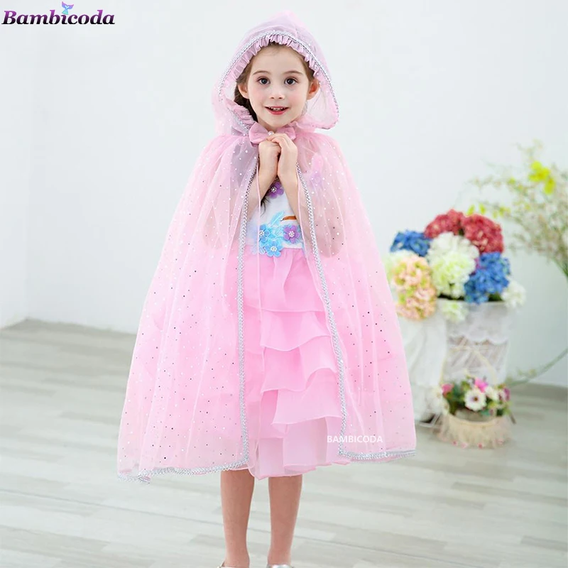 Girls Princess Unicorn Dress Cloak Halloween Gown Long Hooded Ponchos and Capes Girl Snow Queen Headband Cape Mantle Clothing