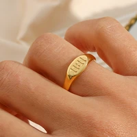 dainty 1111 angel number rings for women engraved oval geometric gold plated stainless steel tarnish free luxury jewelry